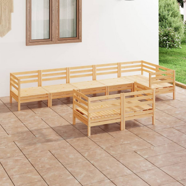 Juego de muebles de jardín 8 piezas madera maciza de pino D