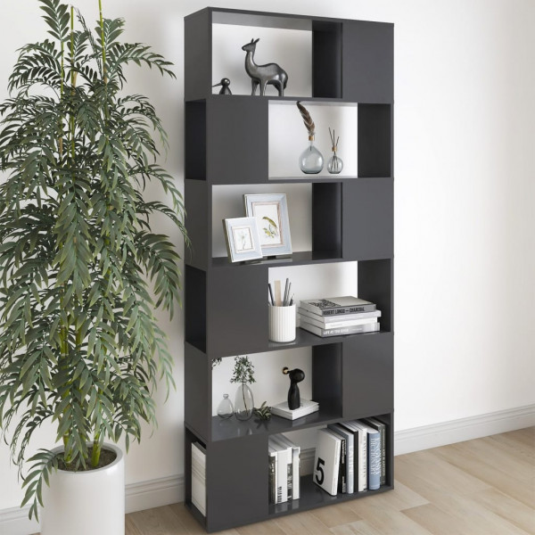 Librería separador madera contrachapada gris brillo 80x24x186cm D