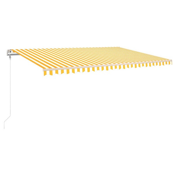 Toldo automático LED sensor de vento amarelo e branco 5x3,5 m D