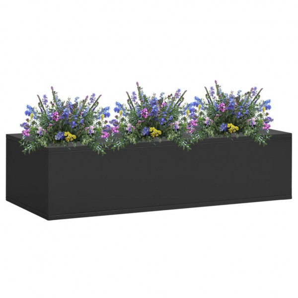 Caixa de flores de escritório de aço cinza antracite 90x40x23 cm D