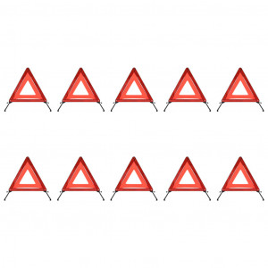 Triángulos de advertencia de tráfico 10 uds rojo 75x75x100 cm D