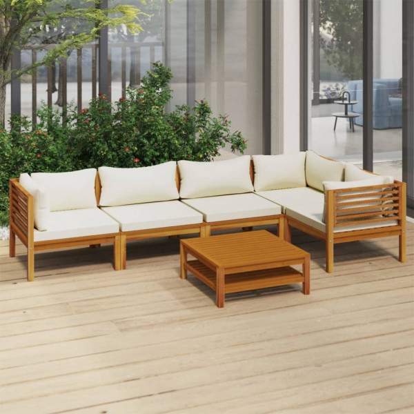 Mobiliário de jardim 6 almofadas madeira maciça de acácia D
