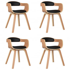 Sillas de comedor 4 uds cuero sintético y madera curvada negro D