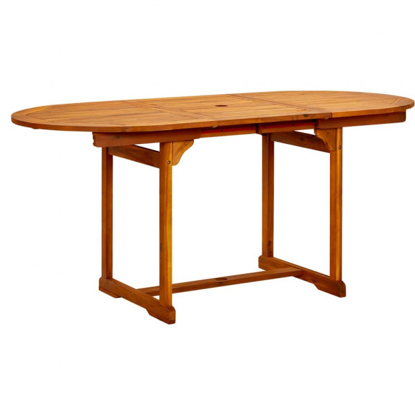 Mesa de comedor jardín madera maciza acacia (120-170)x80x75 cm D