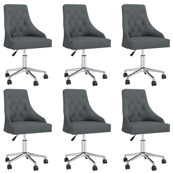Sillas de comedor giratorias 6 unidades tela gris oscuro Sillas de comedor giratorias 6 unidades tela gris oscuro D