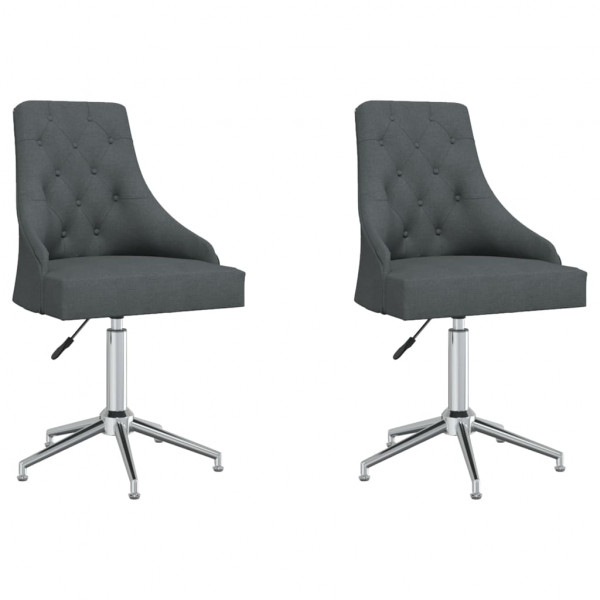 Sillas de comedor giratorias 2 unidades tela gris oscuro Sillas de comedor giratorias 2 unidades tela gris oscuro D