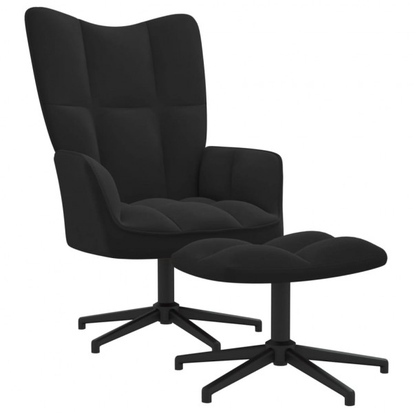 Cadeira de relaxamento com apoio para os pés em veludo preto D