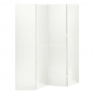 Biombo divisor de 4 paneles acero blanco 160x180 cm D