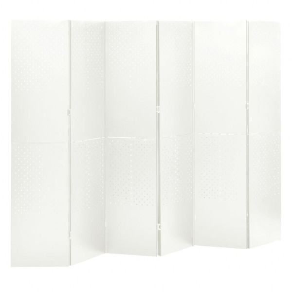 Biombo divisor de 6 paneles acero blanco 240x180 cm D
