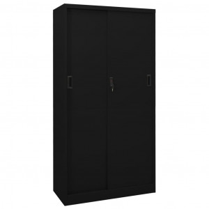 Armario de oficina con puerta corredera acero negro 90x40x180cm D