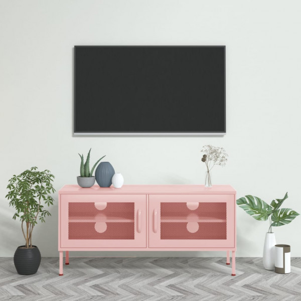 Mueble para TV de acero rosa 105x35x50 cm D