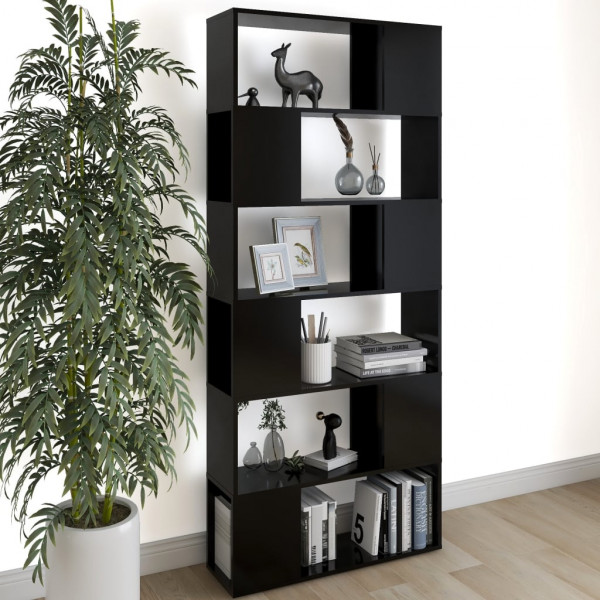 Librería separador madera contrachapada negro 80x24x186 cm D
