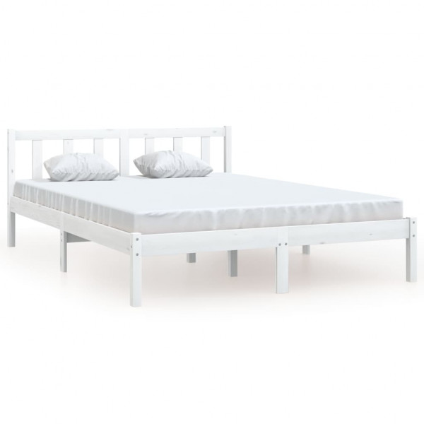 Estrutura de cama madeira maciça pinheiro branco 120x190 cm D