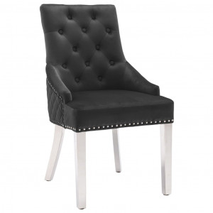 Silla de comedor de terciopelo negro D