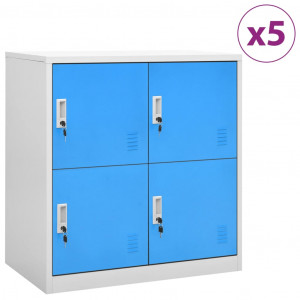 Guarda-roupa 5 portas aço cinza e azul 90x45x92.5 cm D