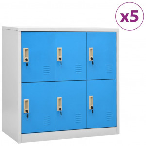 Guarda-roupa 5 portas aço cinza e azul 90x45x92.5 cm D