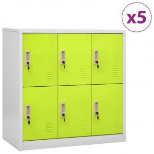 Armários 5 portas de aço cinza e verde 90x45x92.5 cm D