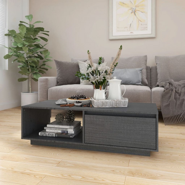 Mesa de centro em madeira maciça de pinho cinza 110x50x33,5 cm D