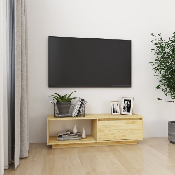 Mueble de TV de madera maciza de pino 110x30x33.5 cm D