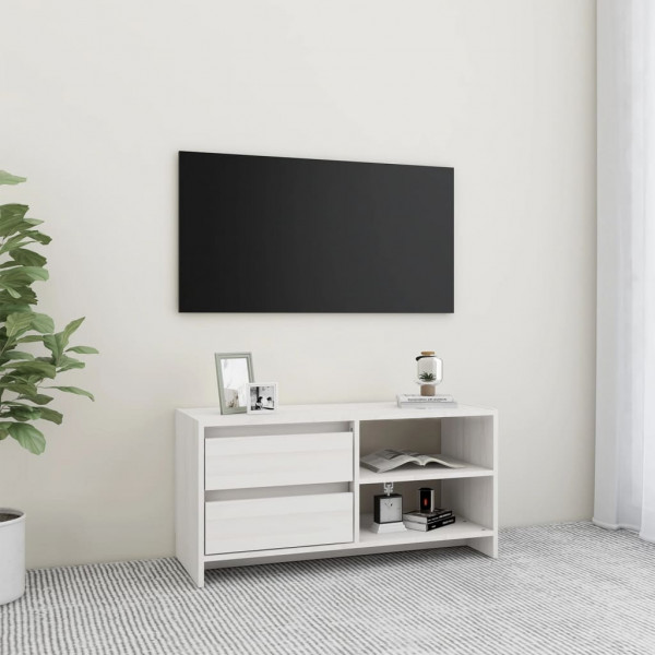 Móvel TV em madeira maciça de pinho branco 80x31x39 cm D