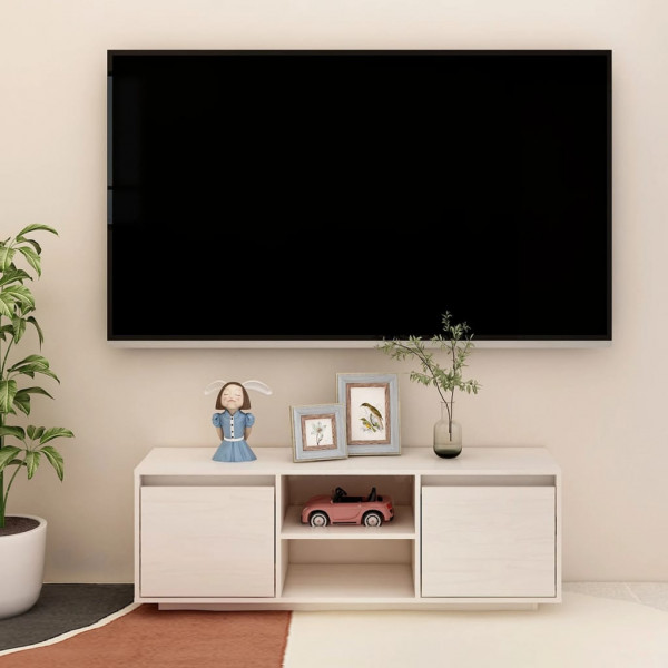 Móvel TV em madeira maciça de pinho branco 110x30x40 cm D