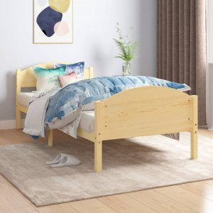 Estructura de cama de madera maciza de pino 100x200 cm D