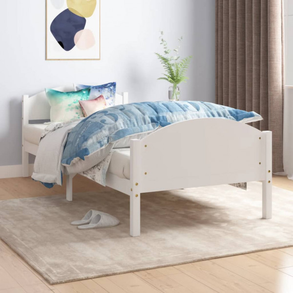 Estructura de cama de madera maciza de pino blanco 90x200 cm D