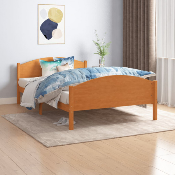 Estrutura de cama em madeira maciça de pinho castanho mel 120x200 cm D