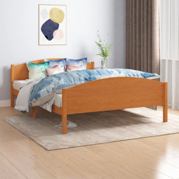 Estrutura de cama em madeira maciça de pinho castanho mel 140x200 cm D
