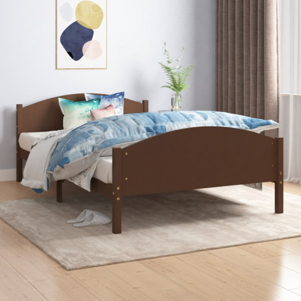 Estructura de cama madera maciza pino marrón oscuro 120x200 cm D