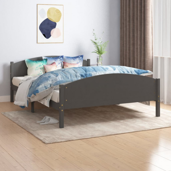 Estructura de cama madera maciza de pino gris oscuro 140x200 cm D