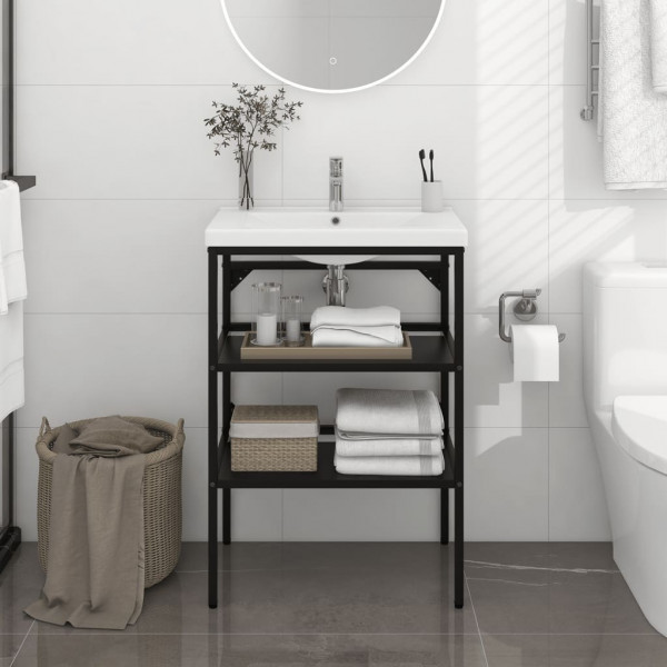 Estructura de lavabo de hierro negro 59x38x83 cm D