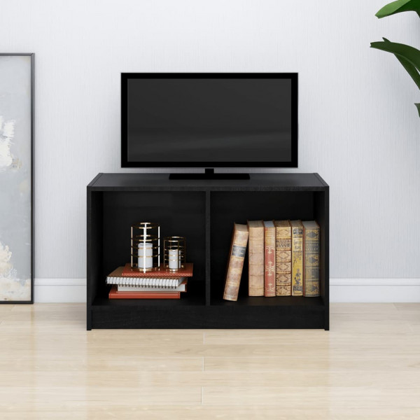 Mueble de TV de madera maciza de pino negro 70x33x42 cm D