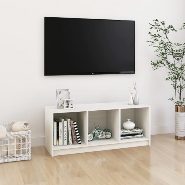 Mueble de TV madera maciza de pino blanco 104x33x41 cm D