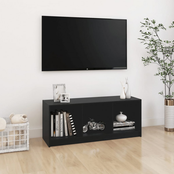 Mobiliário de televisão madeira maciça de pinho preto 104x33x41 cm D