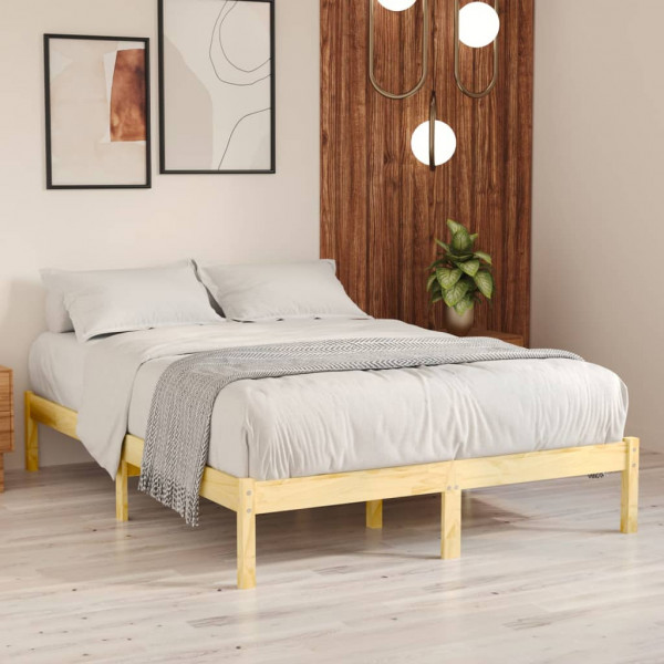 Estrutura de cama em madeira maciça de pinho 140x190 cm D