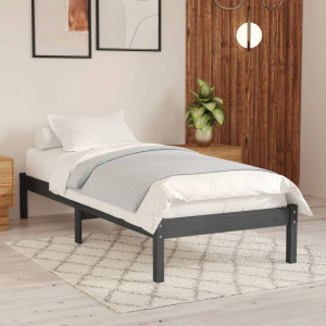 Estructura de cama de madera maciza de pino gris 90x200 cm D