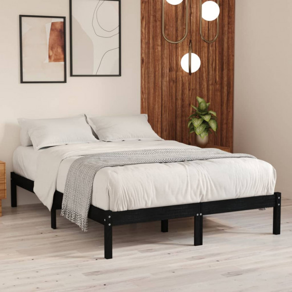 Estrutura de cama de madeira maciça de pinho preto 120x200 cm D