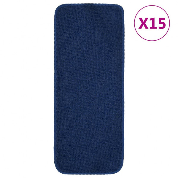 Alfombrilla de escalera 15 uds azul marino rectangular 60x25 cm D