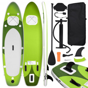 Set de tabla de paddle surf hinchable verde 300x76x10 cm D