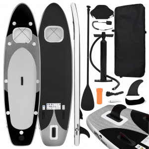 Set de tabla de paddle surf hinchable negro 300x76x10 cm D