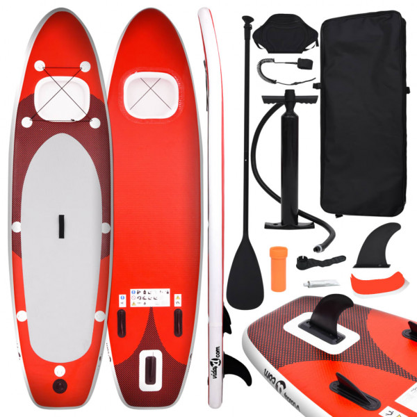 Conjunto de prancha de paddle surf inflável vermelha 330x76x10 cm D