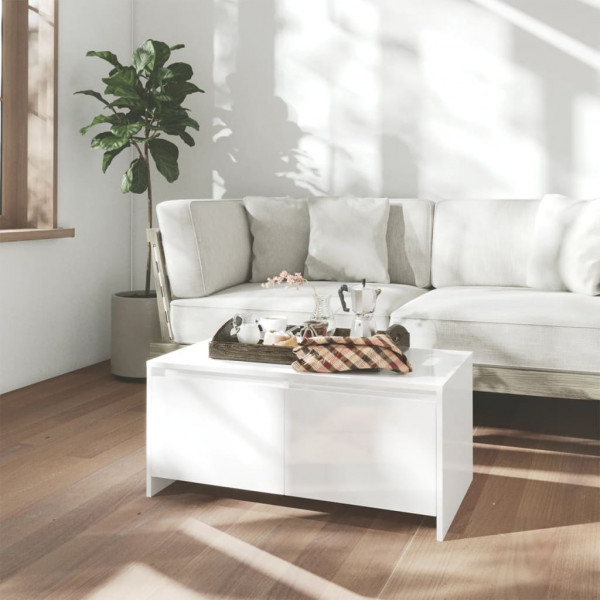 Mesa de centro de compensado branco brilhante 90x50x41,5 cm D