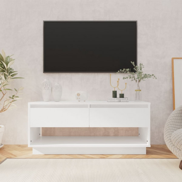 Mueble para TV madera contrachapada blanco 102x41x44 cm D
