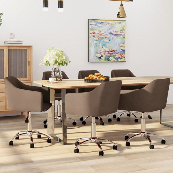 Sillas de comedor giratorias 6 unidades tela marrón Sillas de comedor giratorias 6 unidades tela marrón D