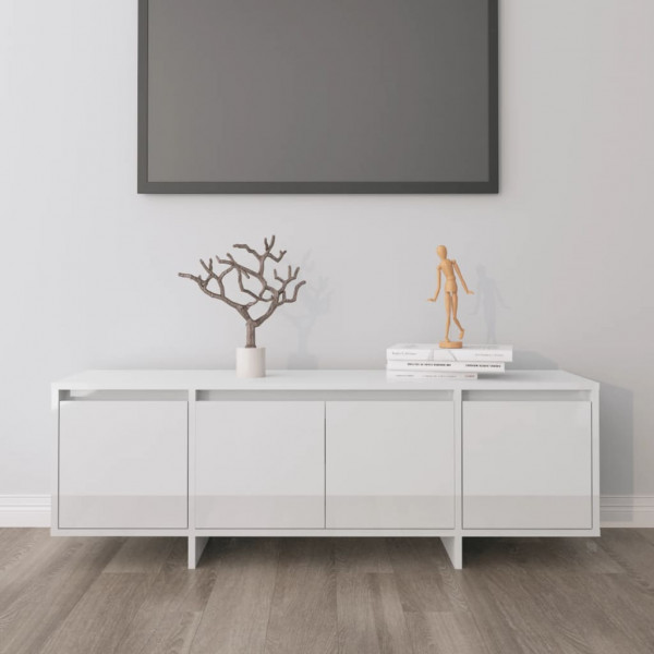 Mueble de TV madera contrachapada blanco brillo 120x30x40.5 cm D