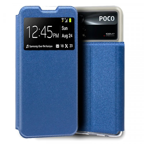 Funda COOL Flip Cover para Xiaomi Poco X4 Pro 5G Liso Azul D