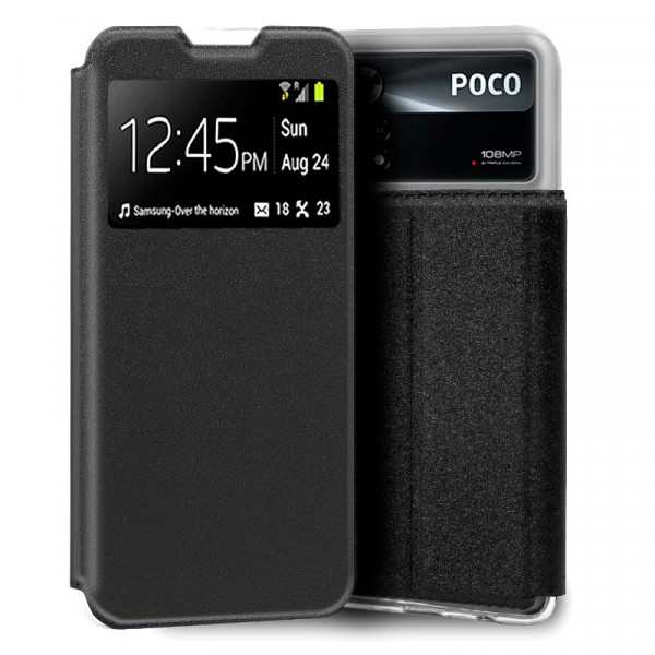 Funda COOL Flip Cover para Xiaomi Poco X4 Pro 5G Liso Negro D