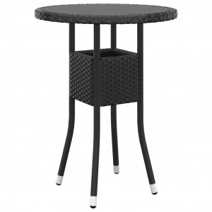 Mesa de jardín vidrio templado ratán sintético negro Ø60x75 cm D