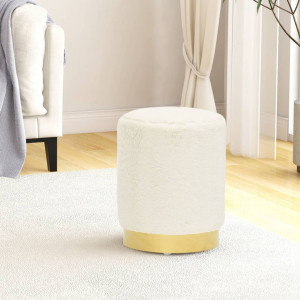 Hocker redondo blanco peluche D